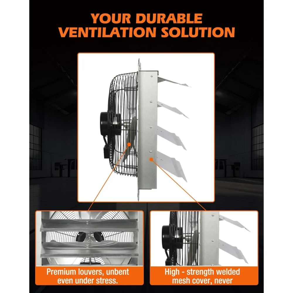 مروحة عادم مثبتة على الحائط مقاس 18 بوصة عالية السرعة مع 2600 CFM، ومصاريع تلقائية، وسلك طاقة 1.8 متر لتهوية المرآب ورشة العمل