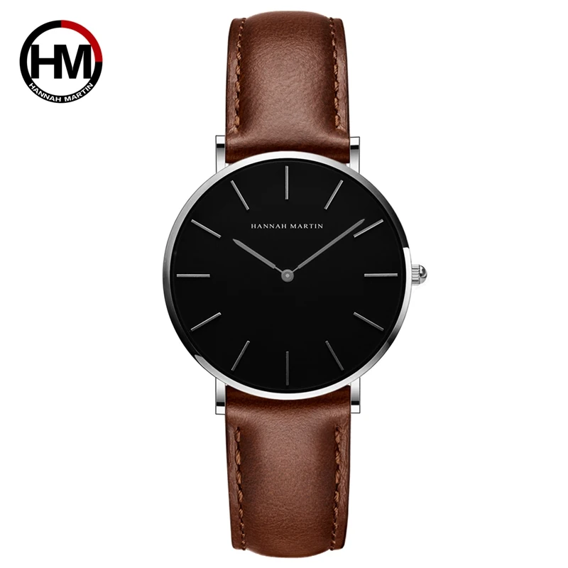 Hannah Martin Hot Fashion Simple Japan Quartz Movement Watch Leather Strap Clock Women Analog Waterproof Wrist watch Reloj Mujer