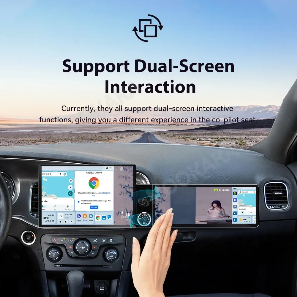 13 12.3 Inch Dual Screen Car Radio for Dodge Charger Challenger 2011-2014 Android Auto Carplay GPS Navigation Stereo Player