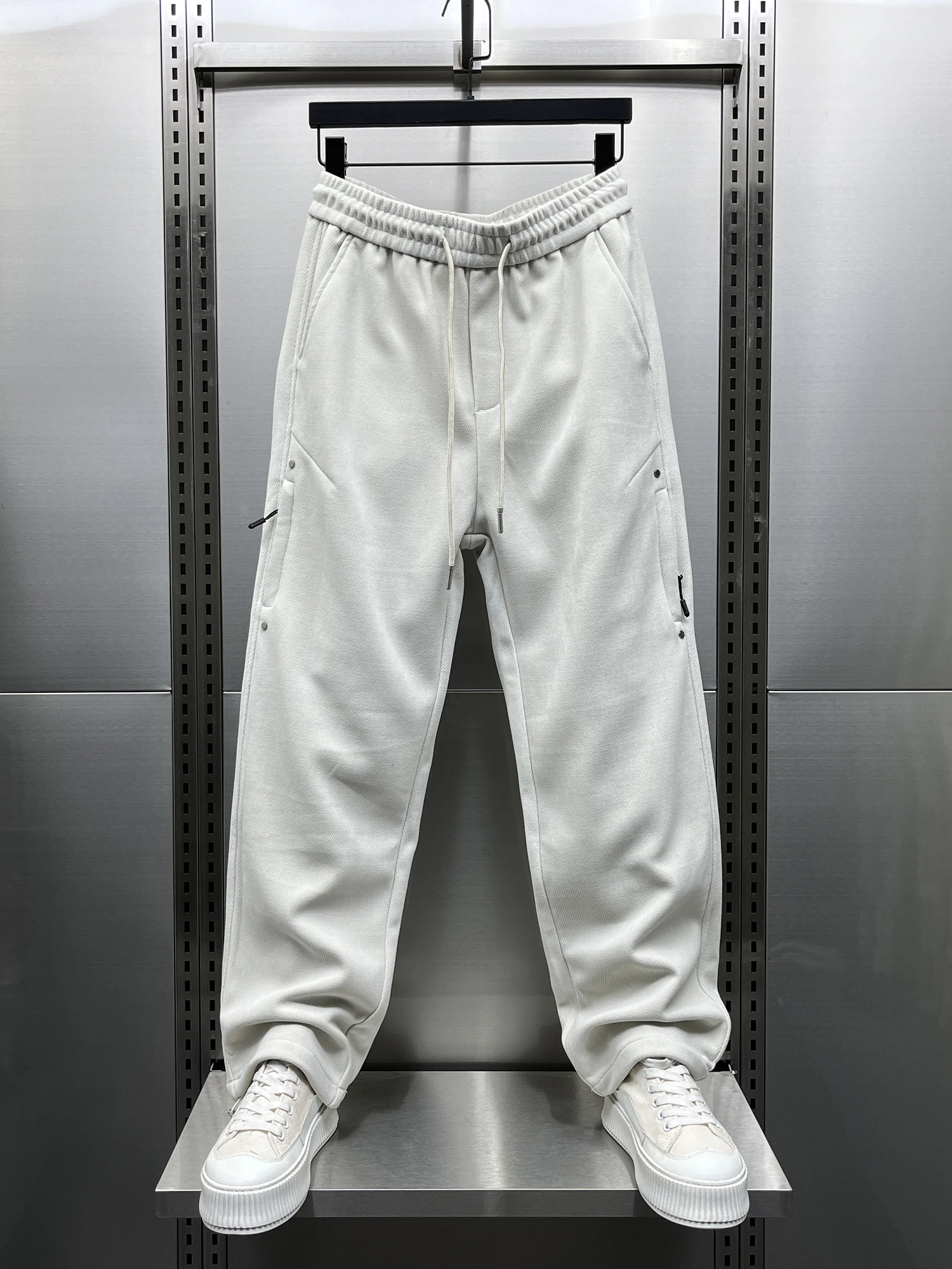 

Мужские осенне-зимние прямые повседневные брюки с молниями на карманах, универсальные, модные, молодежные, стильные, длинные штаны