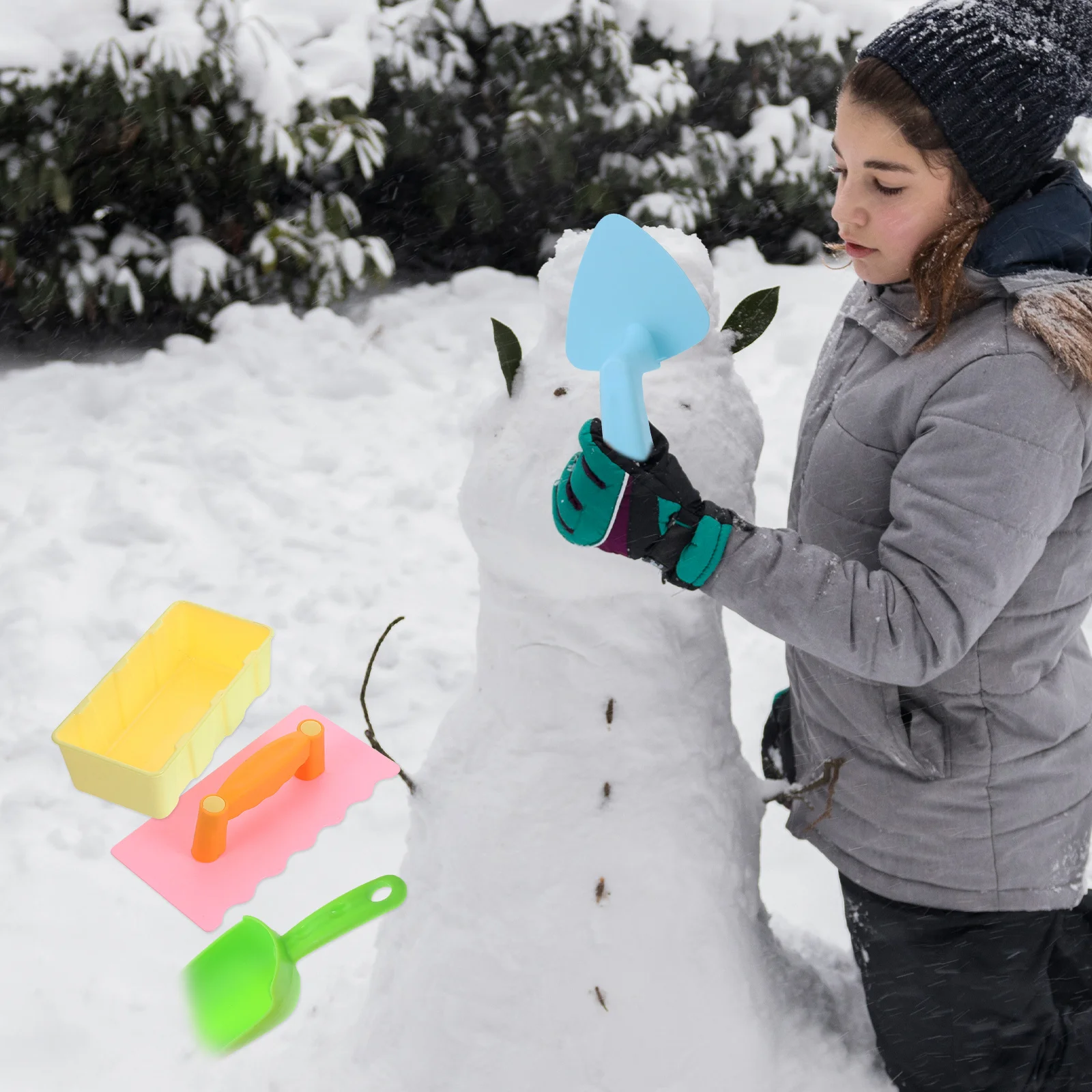 1Set Snow Play Tools Small Snow Shovel for Kids Plastic Sand Castle Mold Outdoor Beach Backyard Fun Toy Sand Beach Plaything