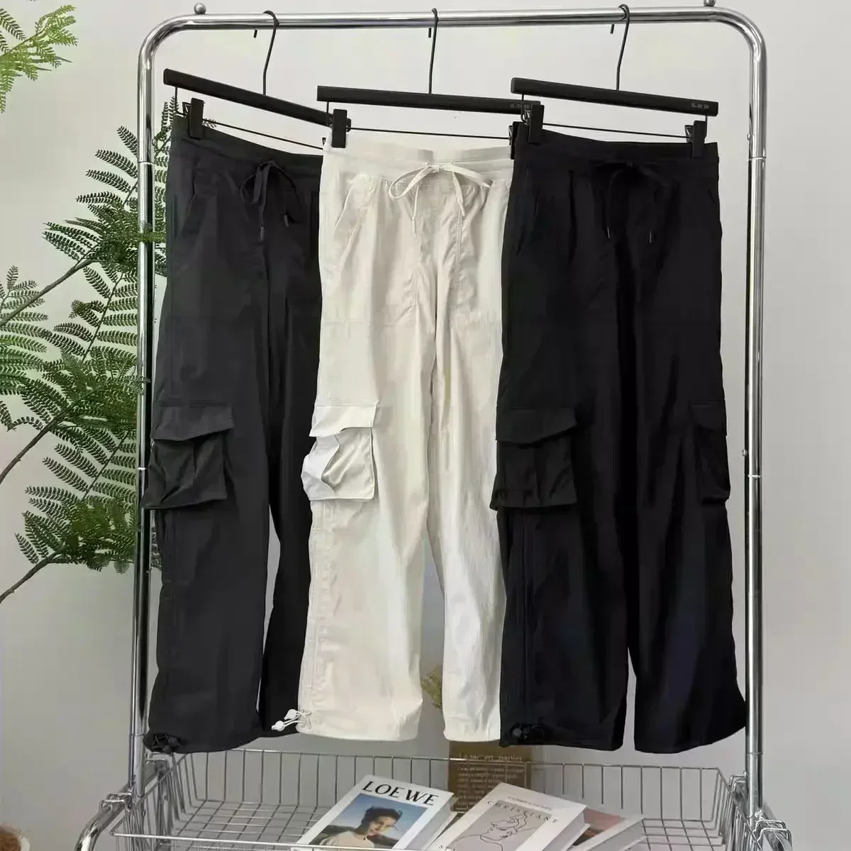 Lemon Women's Multi Pocket Work Pants Lightweight And Auick Drying Yoga Fitness Wide Leg Pants Casual Dance studio Sports Pants