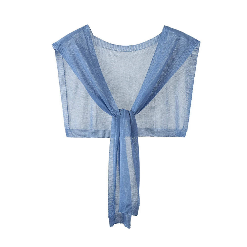 

Women Shrug Casual All-match Shawls Scarf-collar Sleeveless Tops Korean Style Summer Sun Protection Thin Knitted Neck Guard Cape