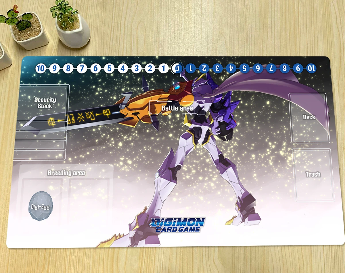 Digimon Playmat Omnimon Board Game Mat DTCG TCG CCG Trading Card Game Mat Custom Anime Mouse Pad Rubber Non-slip & Free Bag