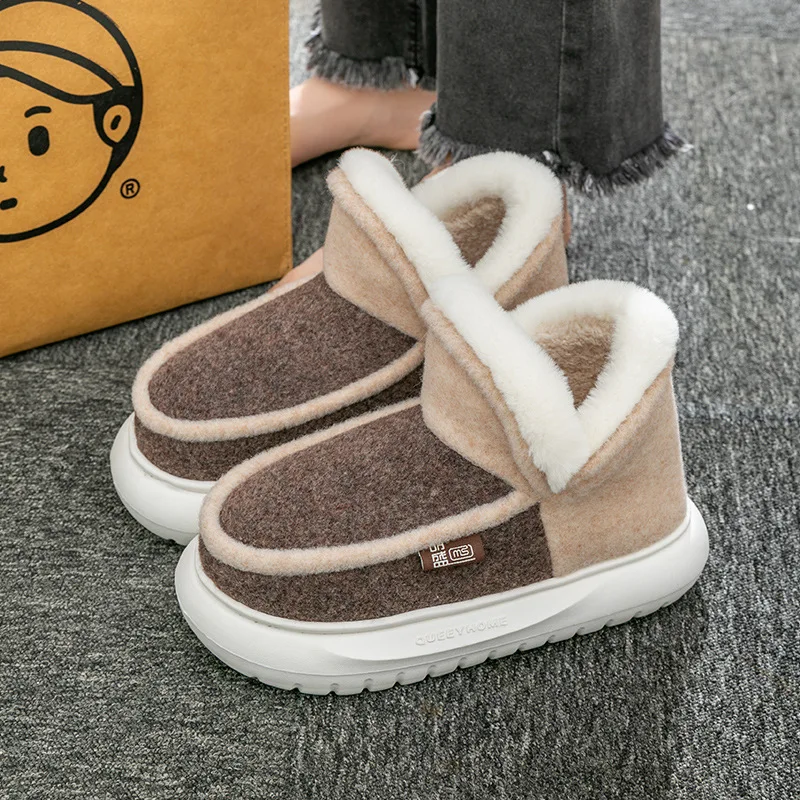 

Fashion Korean Snow Boots Ladies Winter Outdoor Cotton Shoes Thick Plush Warm Women Ankle Boots Couple Indoor Furry Short Boots