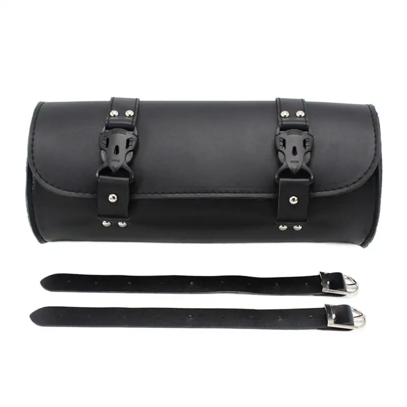 

Motorcycle Tool Bag Universal Fork Bag Saddlebags Handlebar Bag Sissy Bar Storage Bag PU Leather Motorcycle Roll Bag Tool Pouch