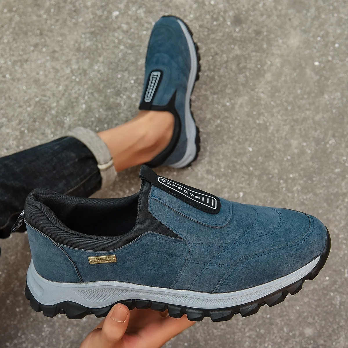 

Уличная походная обувь для пар, мужские кроссовки для бега, женские слипоны, повседневные дышащие кроссовки из искусственной замши, противоскользящие прогулочные кроссовки