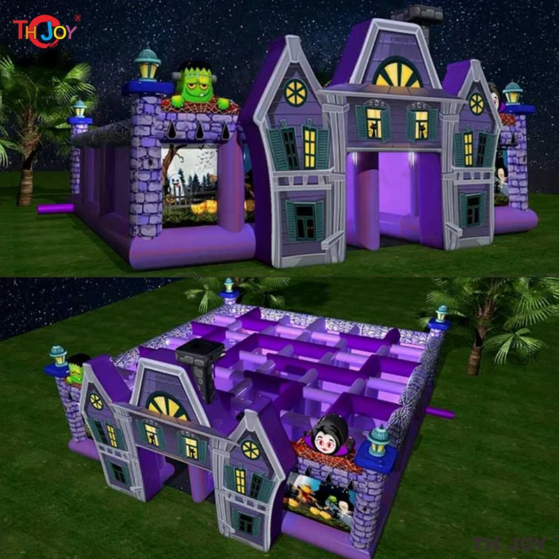 

8x8 м надувной зомби Хэллоуин дом с привидениями лазерная бирка лабиринт ужасный надувной призрак головоломка лабиринт игра