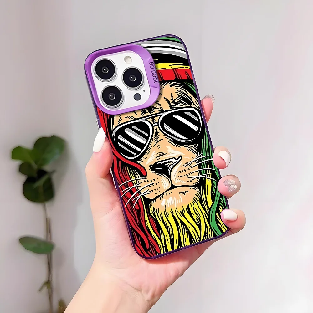 Sänger Bob Marley Handyhülle für IPhone 17 16 15 14 13 12 11 Pro Max Plus Mini IMD Farbe Silber Shell