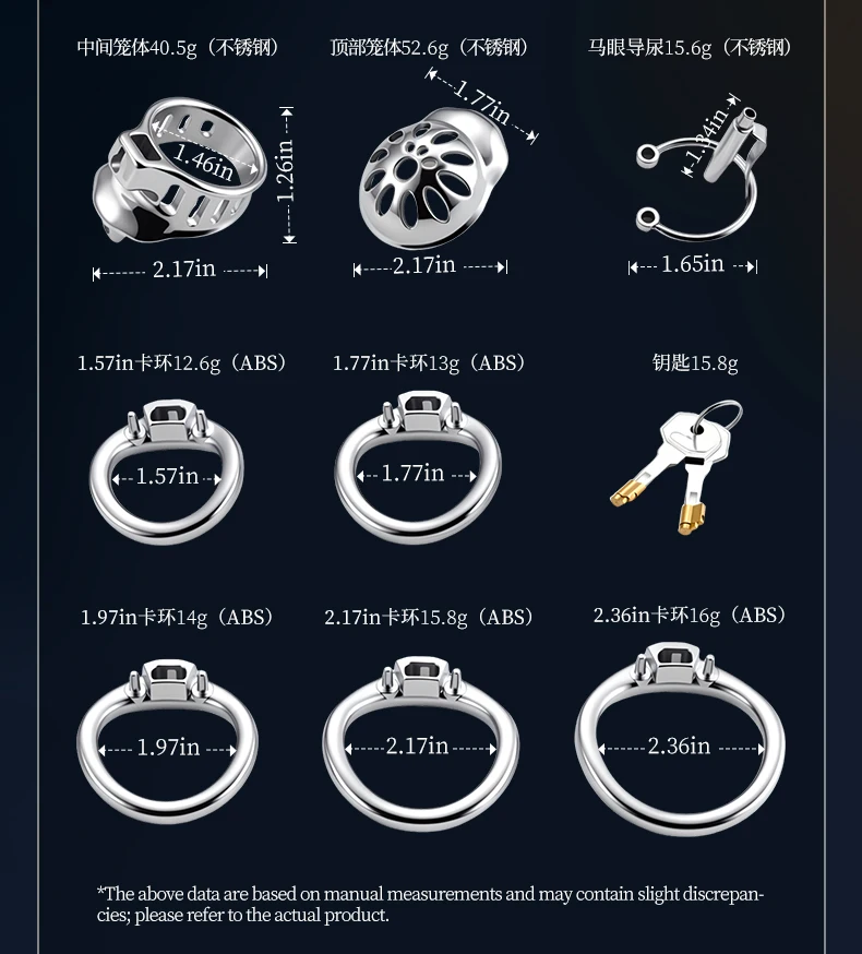 Male Chastity Cage with Lock and Adjustable Penis Rings, Lightweight Chastity Device BDSM Gear for Men view 6