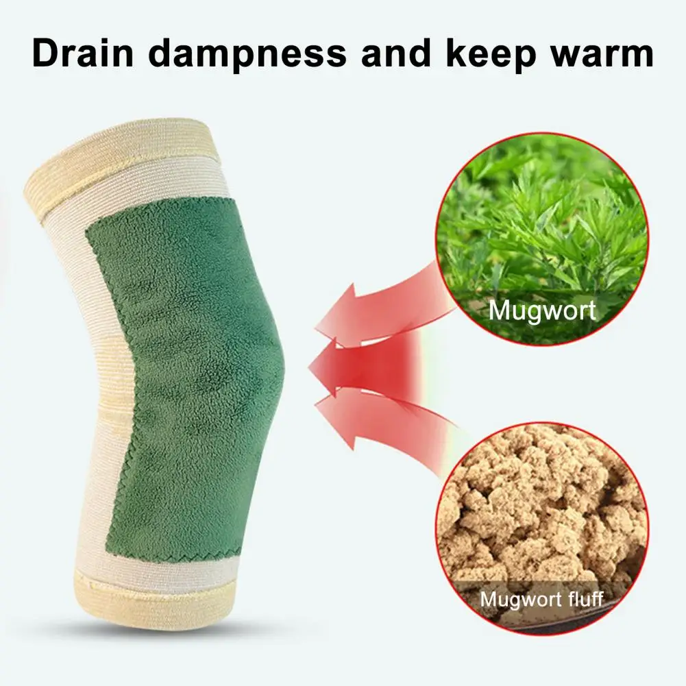 Breathable Knee Brace Winter Knee Brace Winter Moxa Fleece Knee Brace Pair Thermal Leg Warmer Compression Sleeve for Men view 6