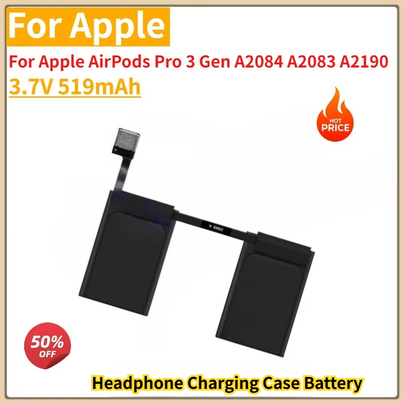 

High Quality Battery 3.7V 519mAh for Apple AirPods Pro 3 Gen A2084 A2083 A2190 Headphone Charging Case New Replacement Battery