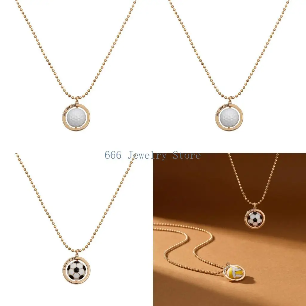 F2TD Rotating Ball Pendant Necklace 360 Degree Spin Design Lightweight 12G Copper Base Adjustable Chain 45-50Cm For Ball