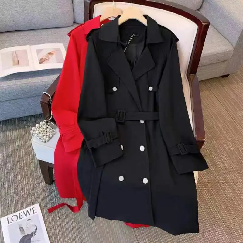 Plus Size Women Coats and jackets Autumn Mid Length Trench Coat Korean Fashion Winter Clothes Women Belt Trench Coat 9xl 10xl