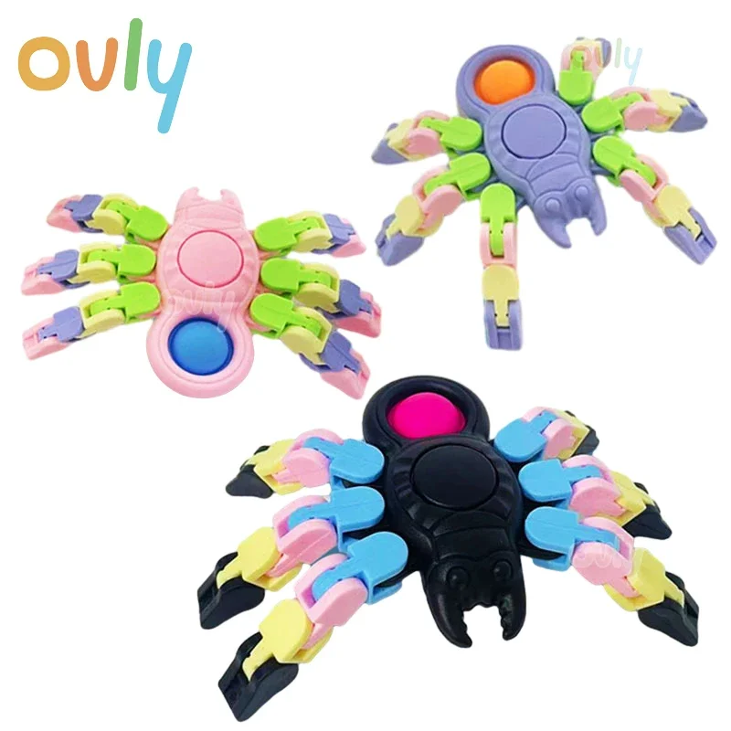 

1-2PCS Fidget Sensory Spinner Toys Transformable Chains Robot Fingertip Finger Gyro Toy Anti Stress Press Bubble Birthday Gifts