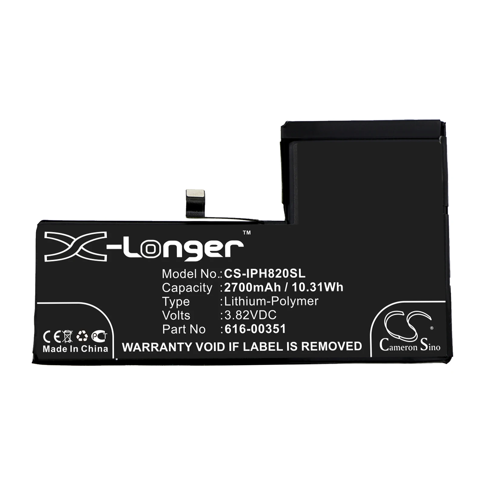 

Li-Polymer Mobile SmartPhone Battery for Apple,3.82V,2700mAh iPhone X MQA62LL/A MQA92LL/A MQA82LL/A MQA52LL/A