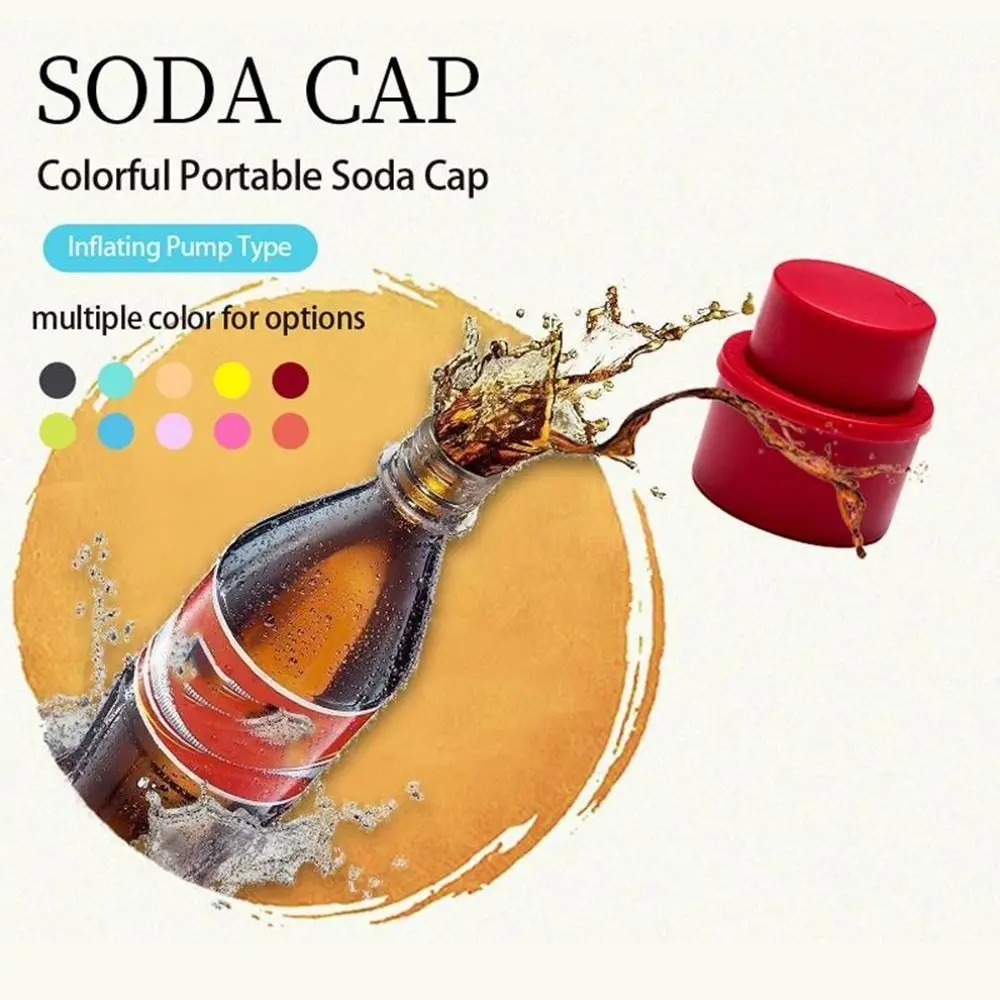 1Pcs Durable Air Tight Drink Sealer Frizzy Inflatable Soda Cap Cola Pump Reusable Bottle Stopper Carbonation Keeper