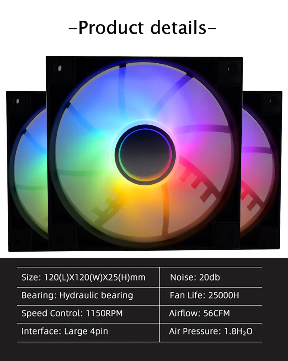 MANMU pc Gaming Rgb Kipas Komputer Pendingin Kipas Komputer Cpu 120mm 12V Kipas Casing pc