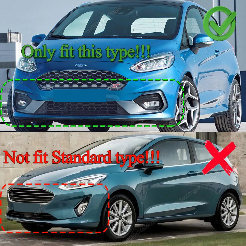 For Ford Fiesta MK8 ST ST-line Pre-LCI 2017-2021 Car Front Bumper Lip Spoiler Splitter Diffuser ABS Gloss Black Bodykits Tuning view 2