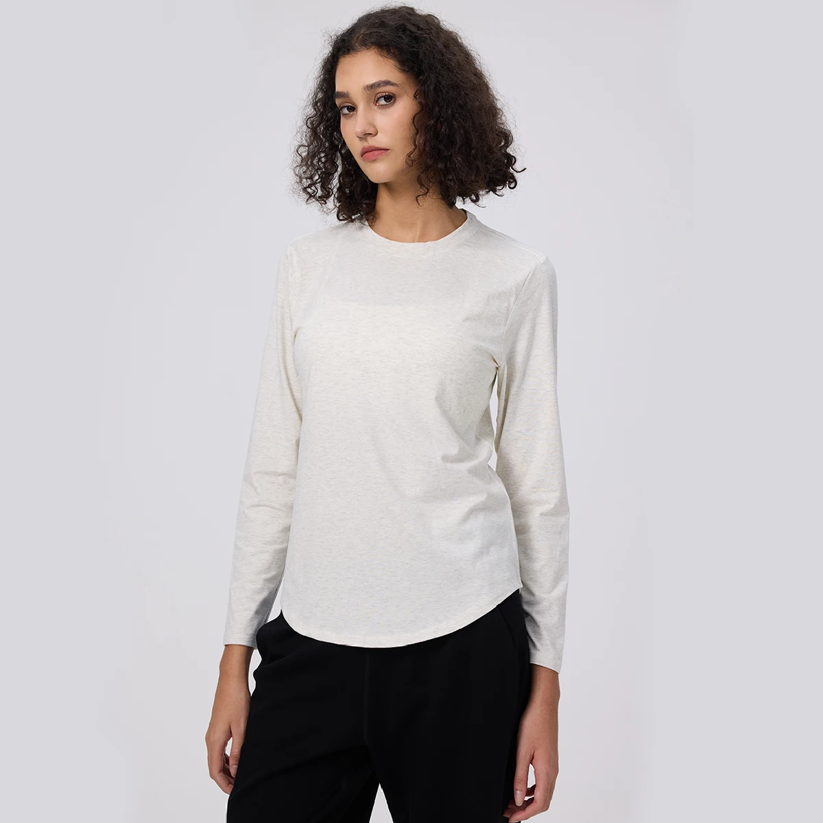 

Woman Gym Yoga Sport T-shirt Round Neck Pilates Tops Loose Activewear Long Sleeve Blouses Training Fitness Running Wear Clothes
