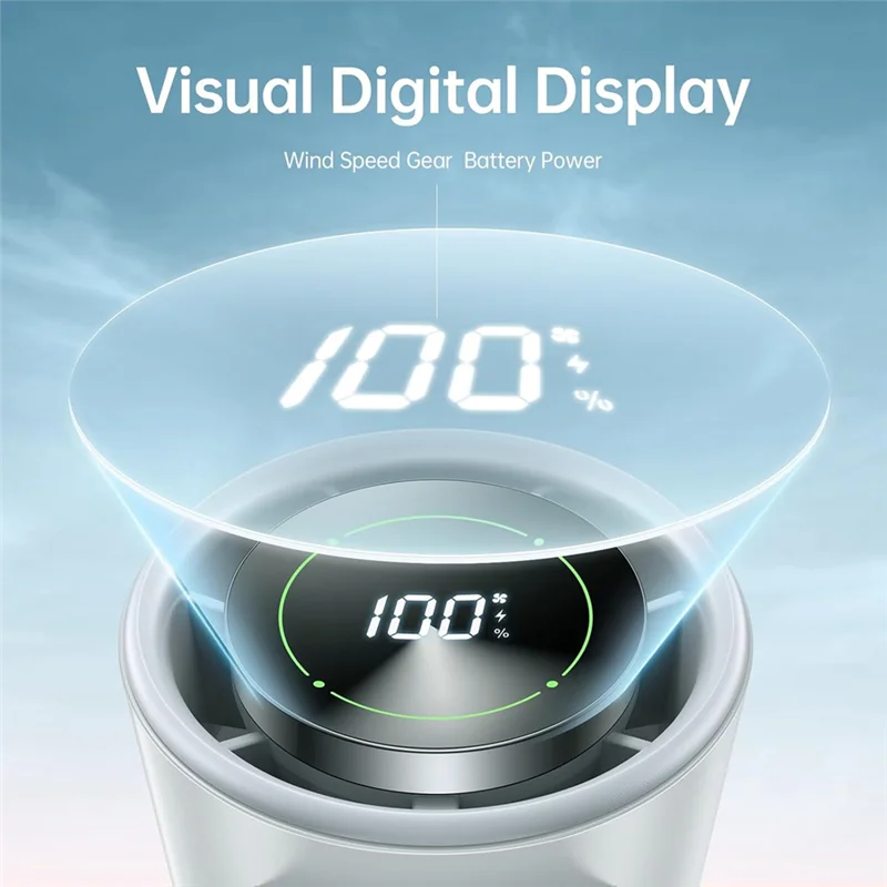 ABBK-مروحة توربو محمولة باليد شاشة رقمية USB قابلة لإعادة الشحن مروحة شخصية صغيرة محمولة باليد للسفر، خارجية أ