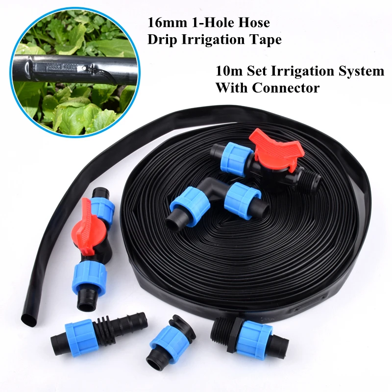 

10m Set 16mm 1-Hole Rain Drip Irrigation Hose System Garden Water Pipe Joint Orchard Vegetable Fertilization Irrigation Hose Kit