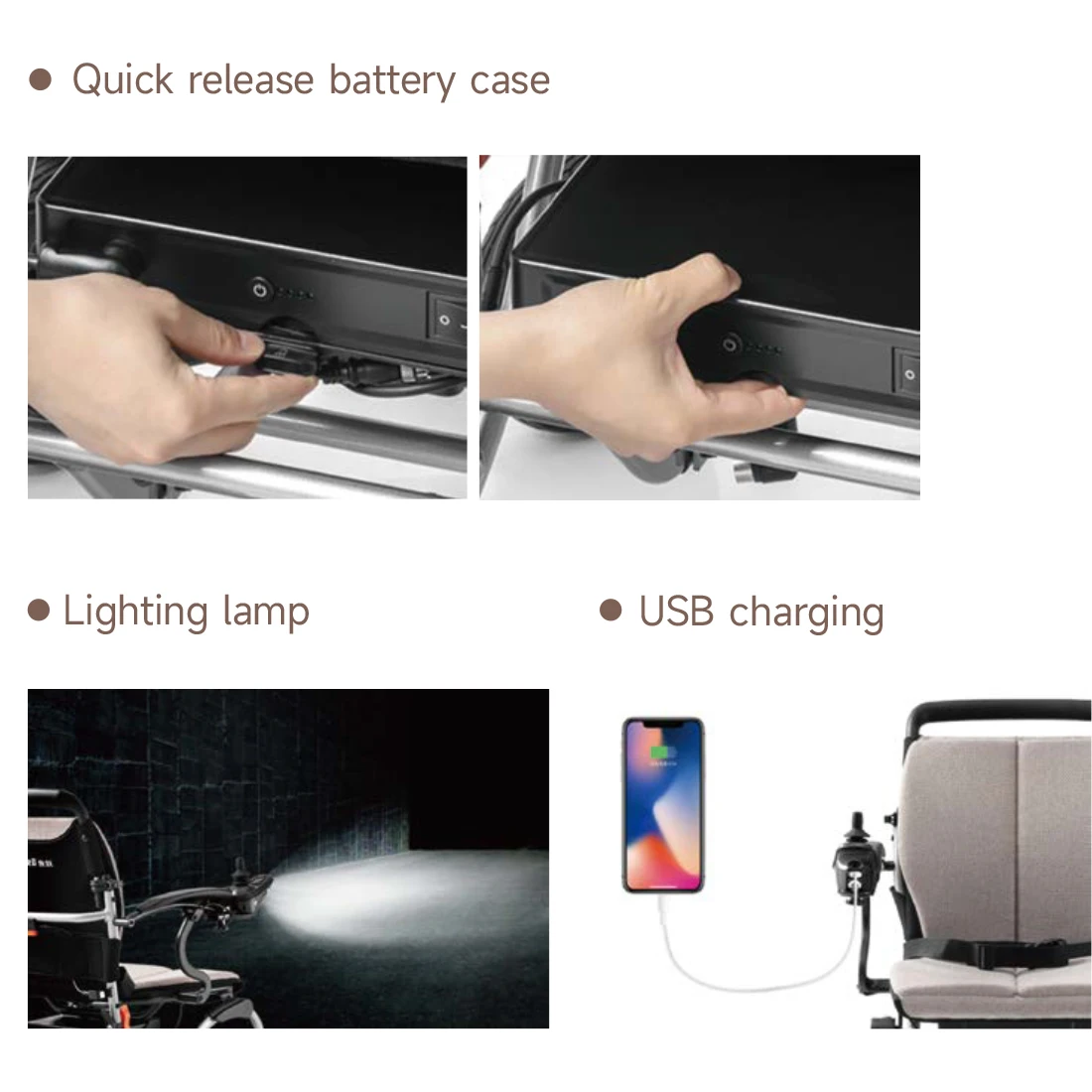 كراسي متحركة كهربائية Yuwell D130EL كرسي طاقة ذكي قابل للطي لجميع التضاريس