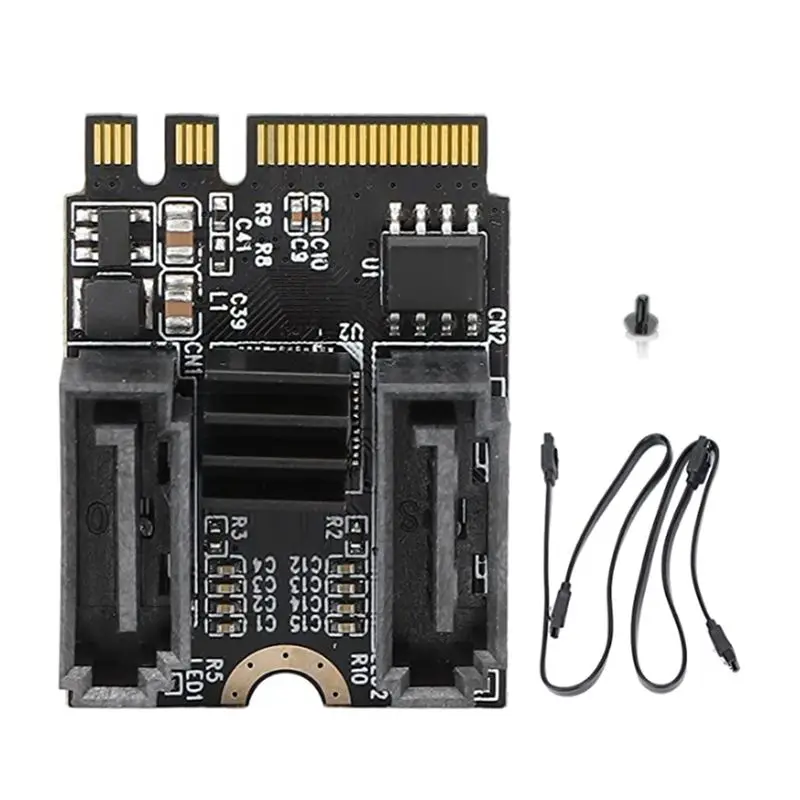 AED6-M2 To SATA3.0 Expansion Card KEY A + E WIFI M.2 To SATA Hard Disk Adapter Card Without Driver Installation JMB582 Chip