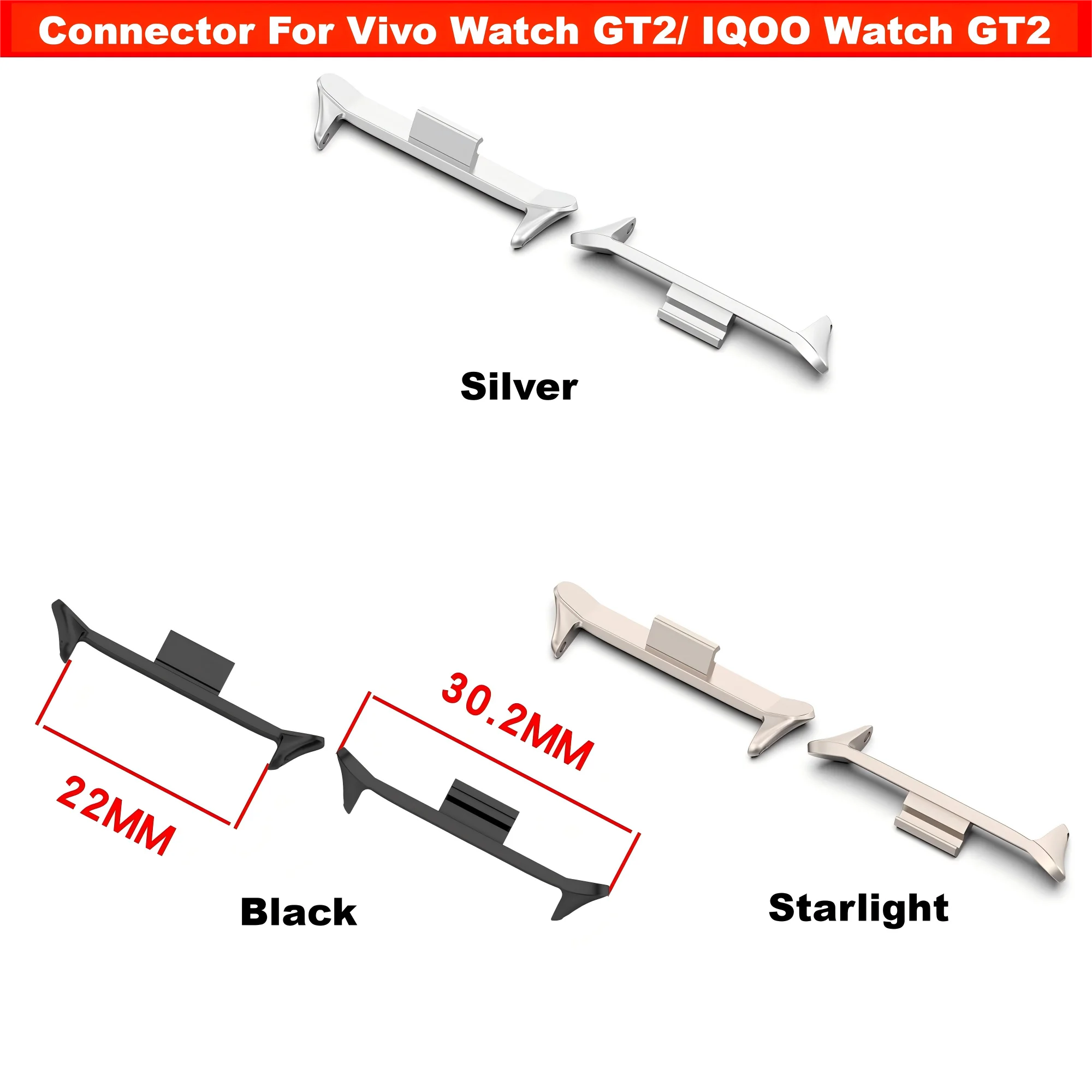 حزام ساعة اليد موصل لساعة Vivo GT 2 1 محول حزام لساعة IQOO GT 2 1 حزام (استيك) ساعة Vivo GT2 IQOO GT2 الملحقات