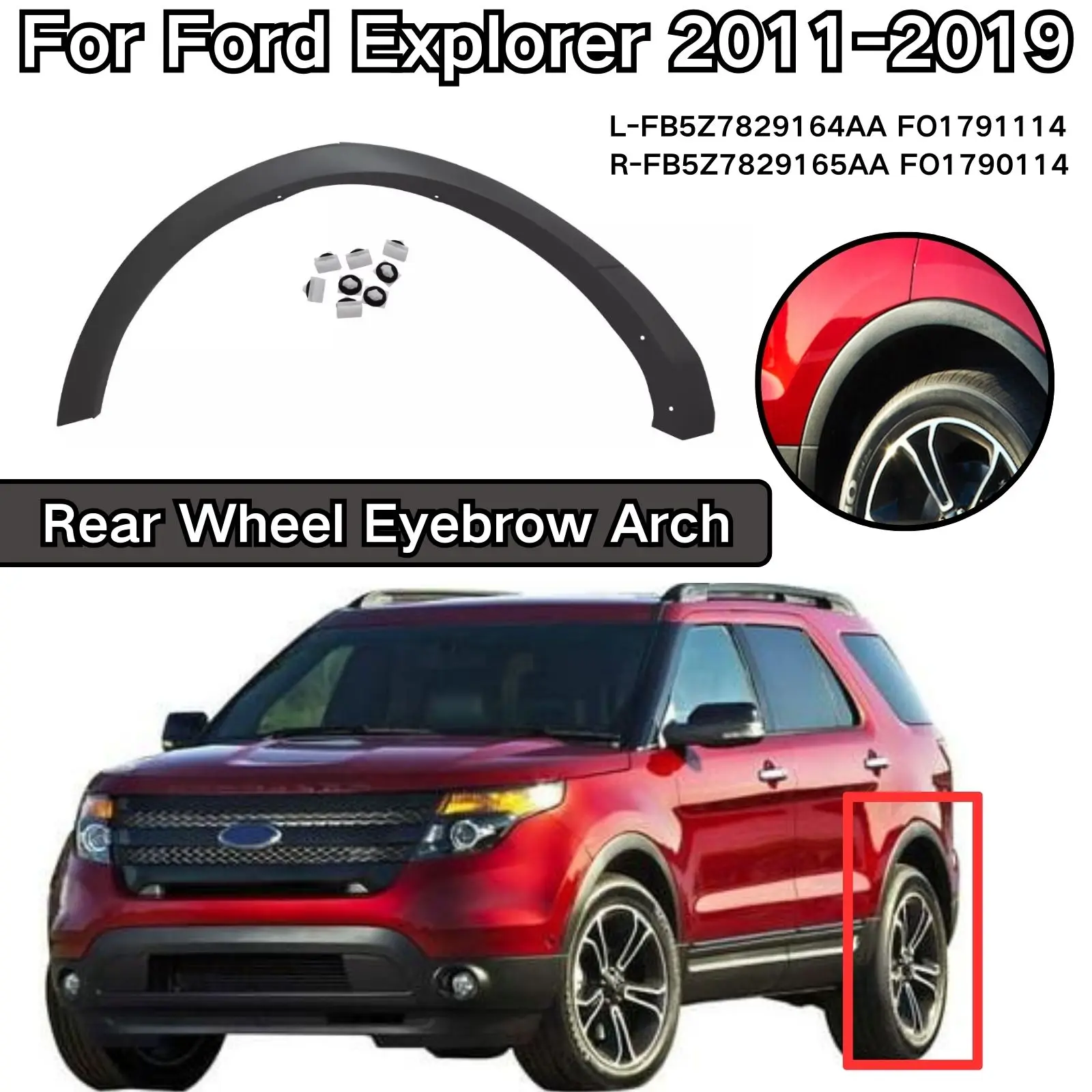 

Rear Wheel Eyebrow Arch Trim For Ford Explorer 2011 2012 2013 2014-2018 2019 Left FB5Z7829164AA FO1791114 Right Car Accessories