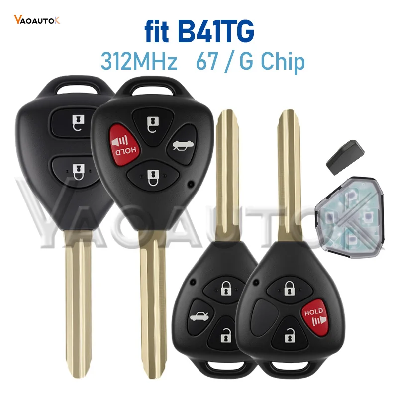 Remote Head Key MOZB41TG 312MHz ASK for Toyota Scion Yaris TC XD Vitz Hilux 4D 67 G Chip 2/3/4 Buttons Fob NO LOGO B41TG Fob