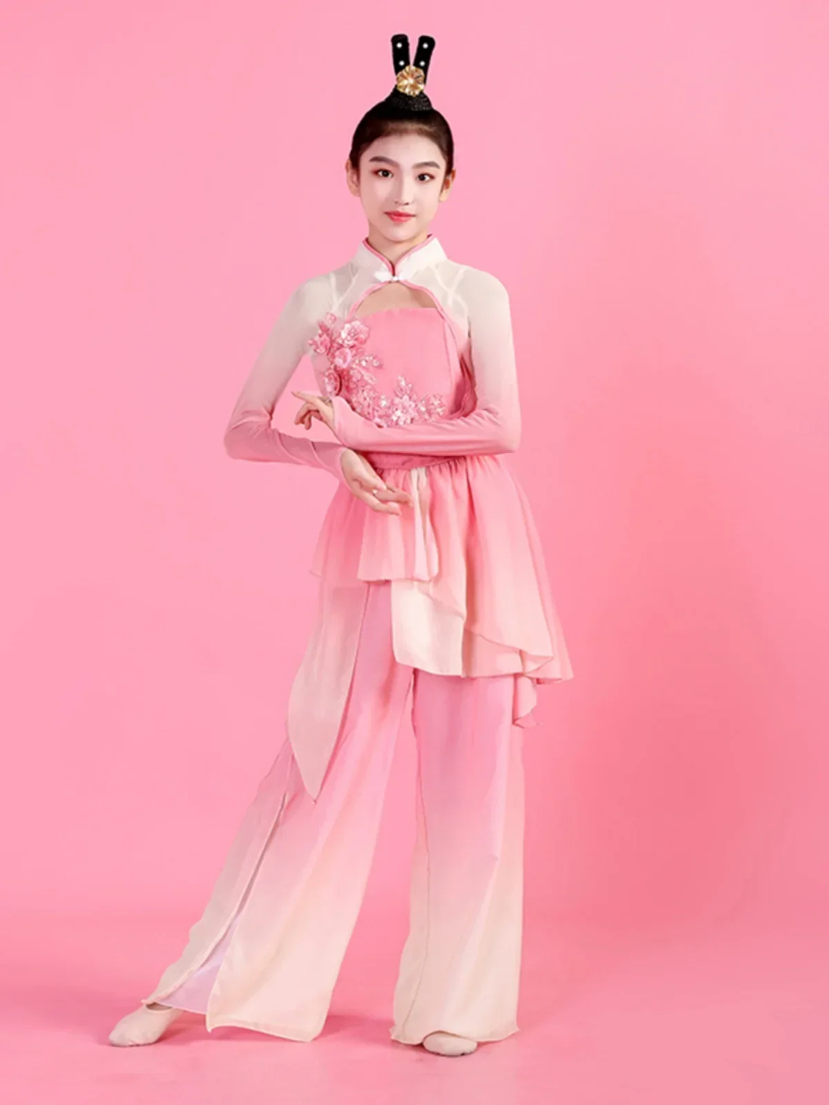 Children's Classical Dance Costume Girls' Yangge Performance Clothes Chinese Dance Costume Stage Practice Clothes