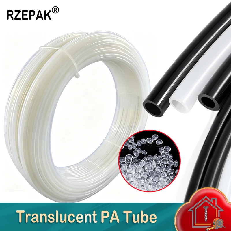 1~10M PA6 Nylon Pneumatic Hose Rigid OD 4mm 6mm 8mm 10mm 12mm 14mm 16mm Black/Translucent High Pressure Air Compressor Pipe