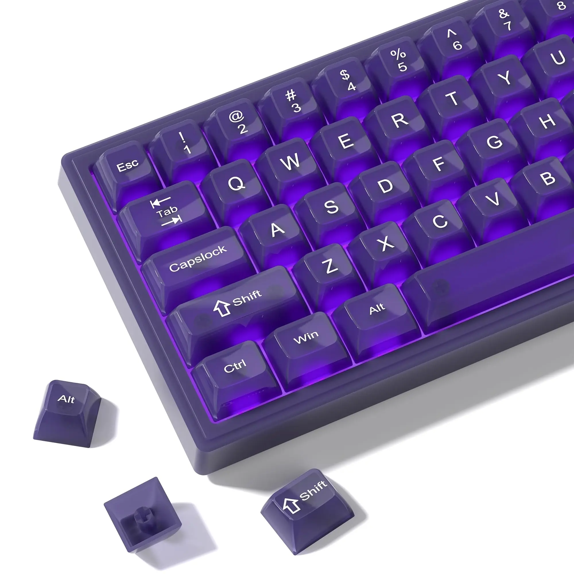 

Womier MDA Profile Keyboard Keycaps Jelly Purple Cute Keycaps Transparent Clear Custom Key Cap for Cherry MX Switches Keyboard
