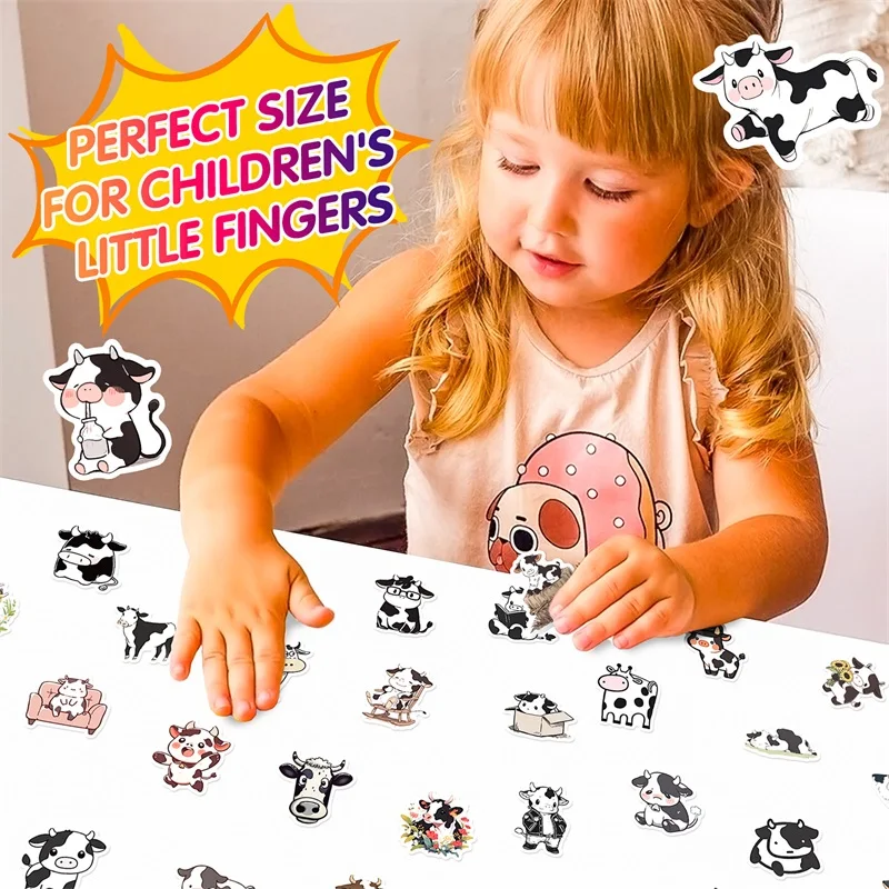 10/30/50PCS Cute Cow PVC Sticker Aesthetic DIY Children\'s Decoration Scrapbooking Korean Stationery School Supplies for Kids