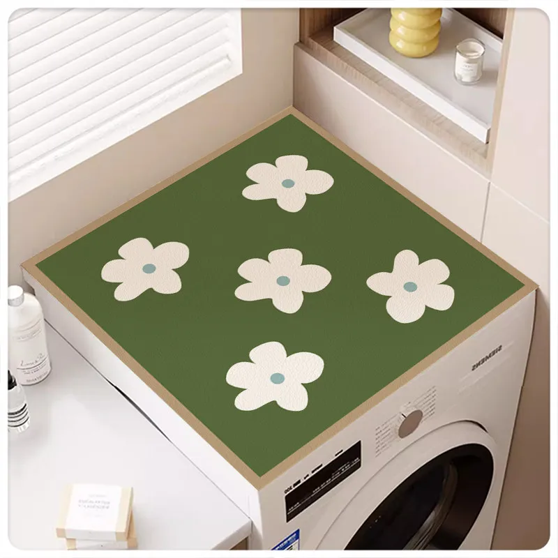 VIKAMA Patchwork Color Elephant Washing Machine Cover Mat Fruit Star Print Waterproof Anti Dust Dryer Cabinet Top Pad Dust Cover