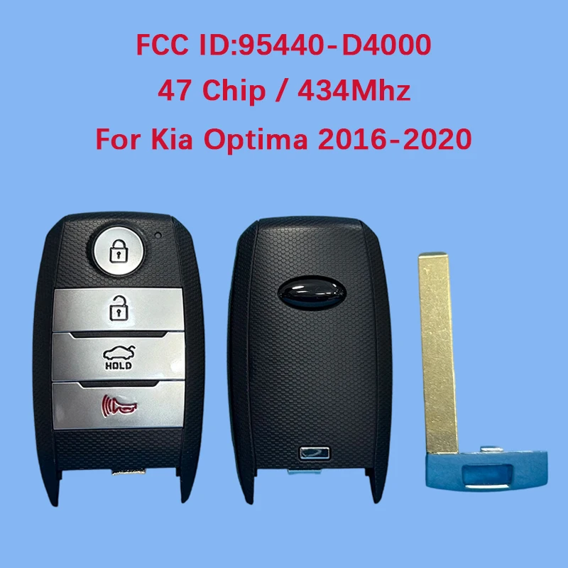 

CN051114 Послепродажный 4-кнопочный смарт-брелок 433 МГц FCC 95440-D4000 95440-D5000 47 чип для KIA Optima 2016-2020