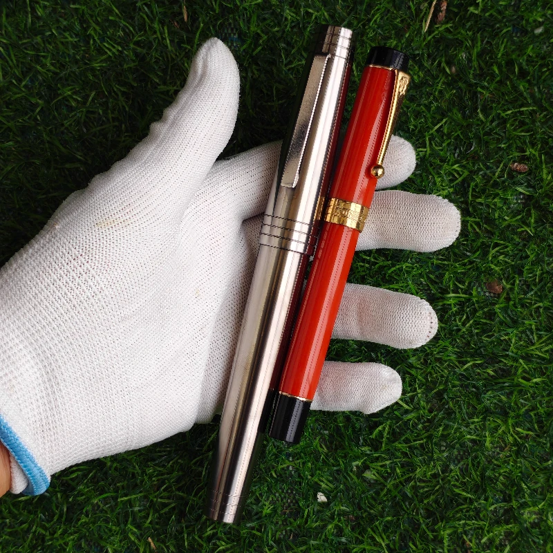 New Oversized Giant Titanium Alloy Fountain Pen with Silver Metal Signature Pen Large Capacity with Ink Absorber,PK Wingsung 930