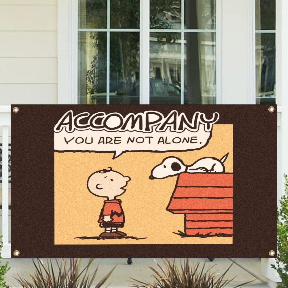 Four Hole Single Sided Flag Polyester Outdoor Decor Room Aesthetic SNOOPY Outdoor Flags Banners Wall Decoration Decorations Y2k