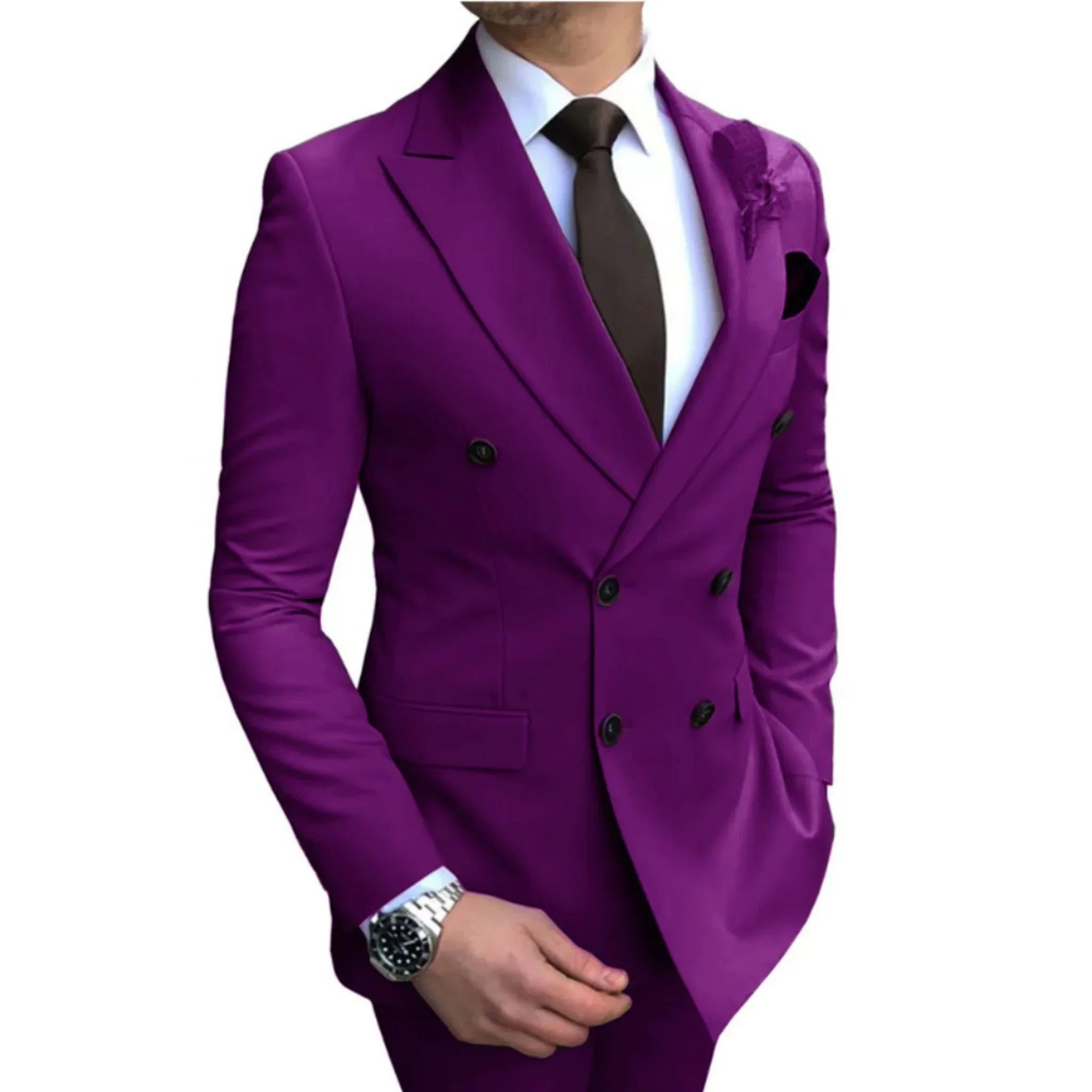 Formal Suit Men Slim Fit Men\'s Suit Set Double-Breasted Business Suits Evening Parties Prom Weddings Dances Jacket Pants 2PieceS