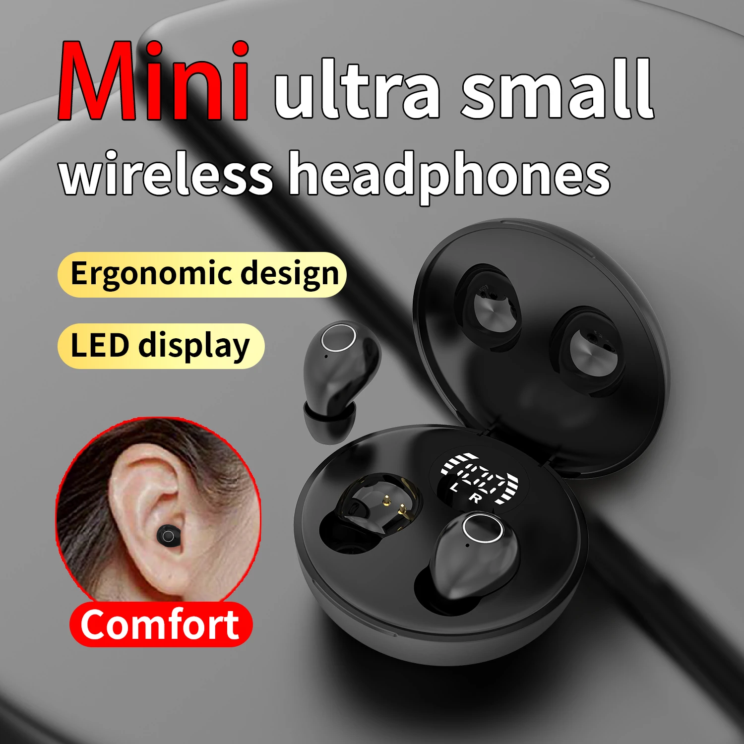 Sleep Smallest Invisible Mini Earbuds Wireless Bluetooth Low Profile Micro Tiny Discreet Hidden Earbuds Work Small Headphones