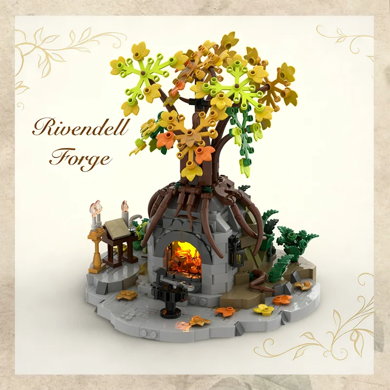 793pcs MOC The Hobbit And Lord Of The Rings Reforging Narsil — Rivendell Side Build Model Building Blocks Architecture Education