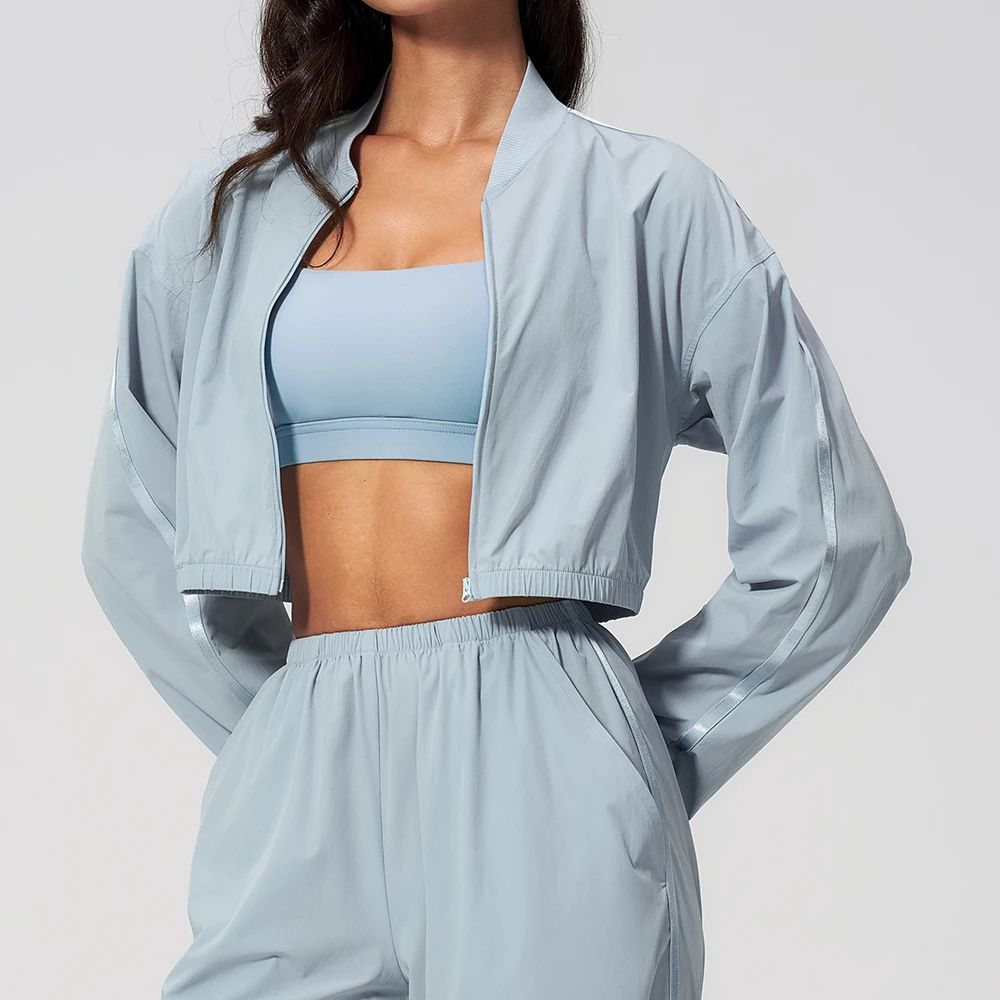 New Yoga Long Sleeve Women's Fitness Coat Summer Sunscreen Outdoor Sports Fitness Top Stand up Collar Sunscreen Coat