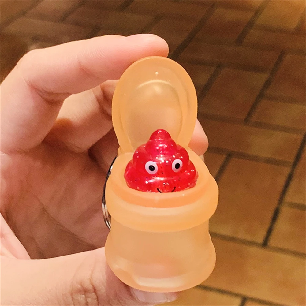 Funny Mini Poop Toilet Keychains Creative Tricky Prank Silicone Squeeze Toy Antistress Keyring Special Gifts