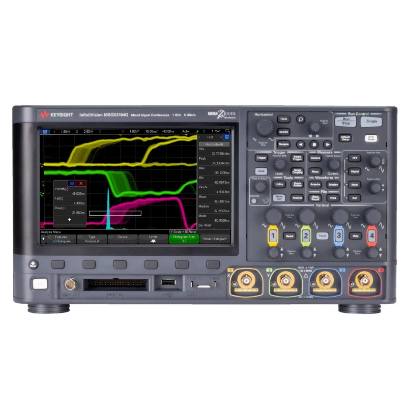 Keysight DSOX3052G oscilloscope:500 MHz 2channels, 4 Mpts memory, 1,000,000 waveforms/sec update rate,8.5-in touch screen