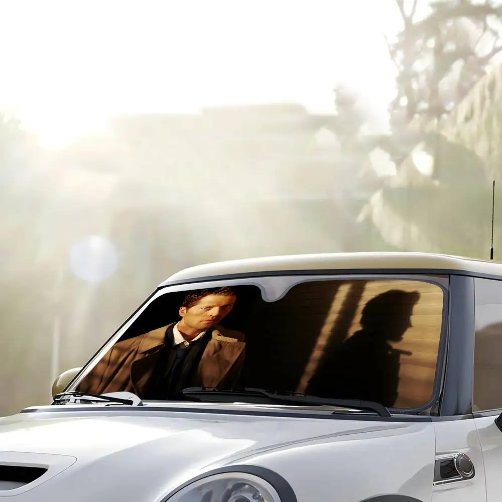 ฟิล์มกันแดดลายสก็อต 3 มิติ สำหรับติดกระจกหน้ารถยนต์ ลายคลาสสิกจากภาพยนตร์ S-Supernatural ของขวัญแปลกใหม่ ป้องกันแสงแดด