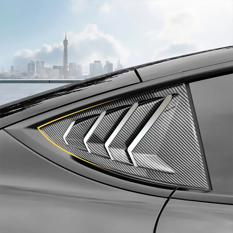 For Tesla Model 3+ Rear Side Blind Window Rear Triangle Window Spoiler Louver Carbon Fiber New Model3 Highland 2024 Accessories