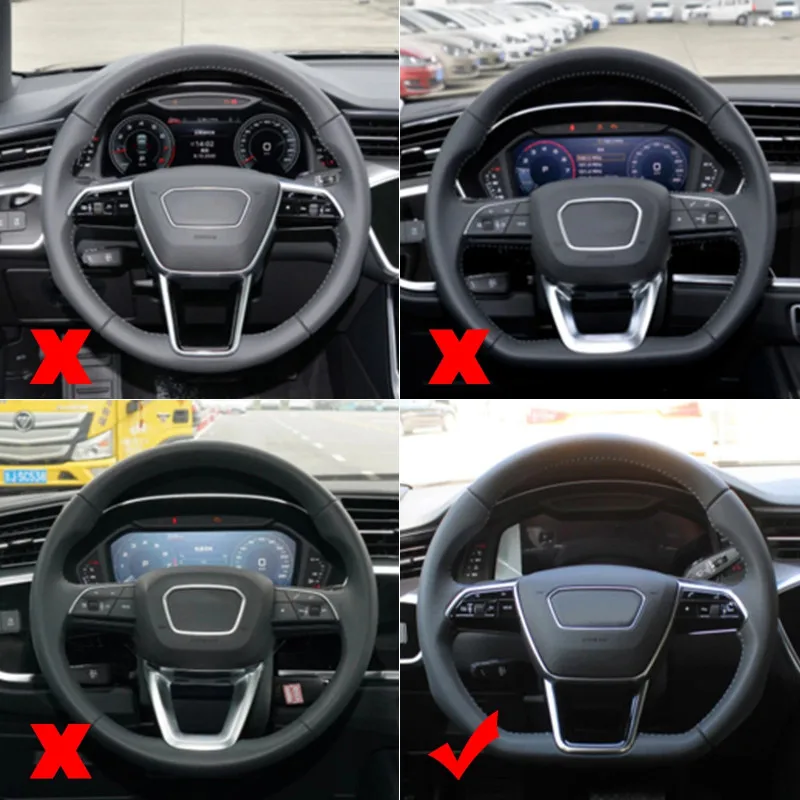 Real Carbon Fiber Steering Wheel For Audi A6 A7 RS6 RS7 S6 S7 Q7 2019-2024 D-shaped Nappa Perforated Leather Flat-bottom
