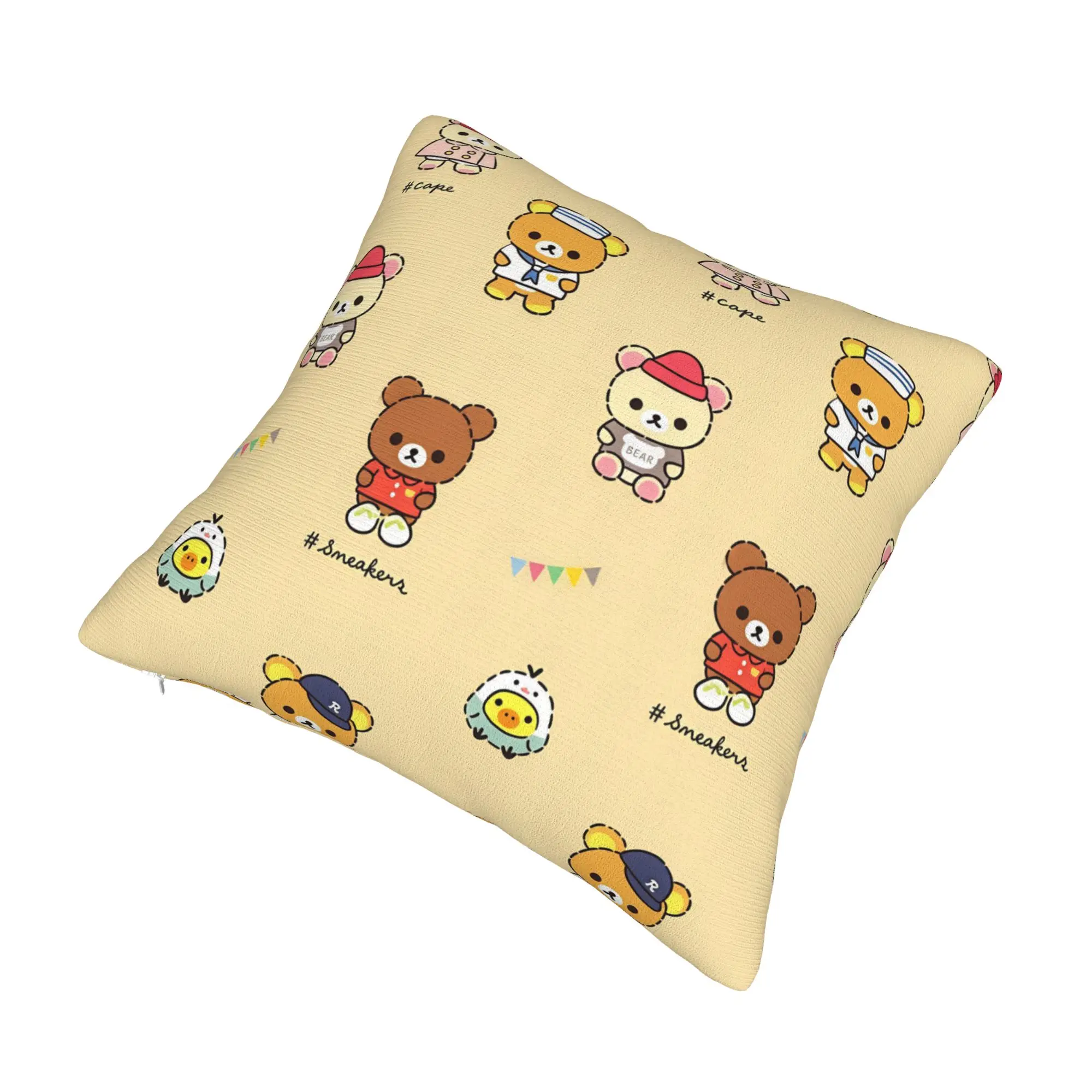 Rilakkuma KorilakkumaChairoikoguma Kiiroitori Pillow Decoration Nordic  Chair Cushion Square Pillowcase