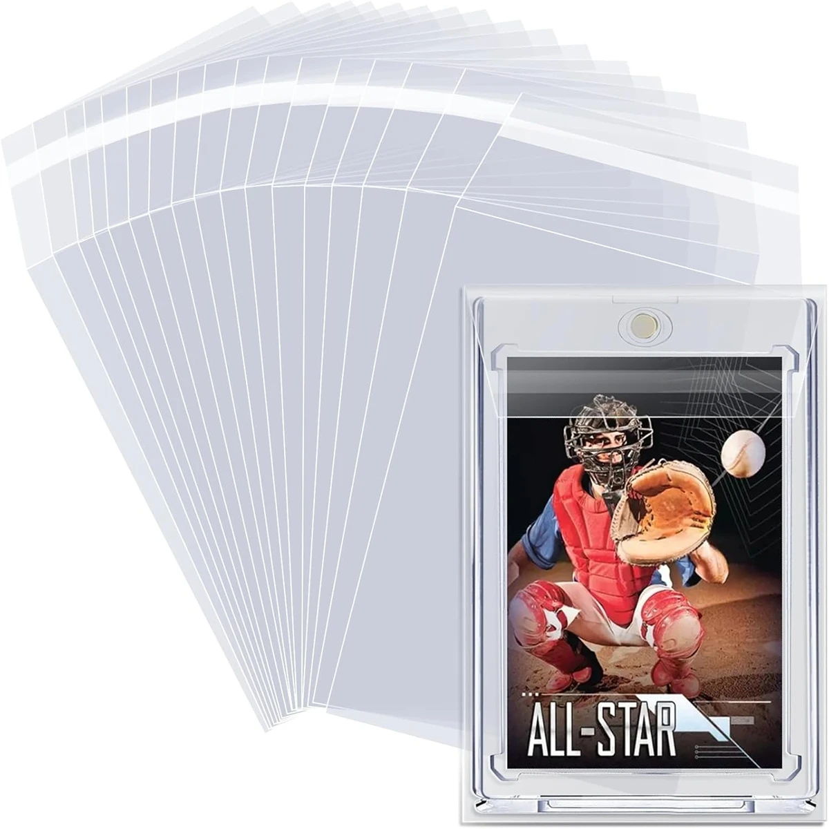 100Pcs 3.2X4.6 Card Sleeves Fit 35PT Magnetic Card Holder Waterproof Protective Film For TCG Sports Trading Game Cards Team Bag